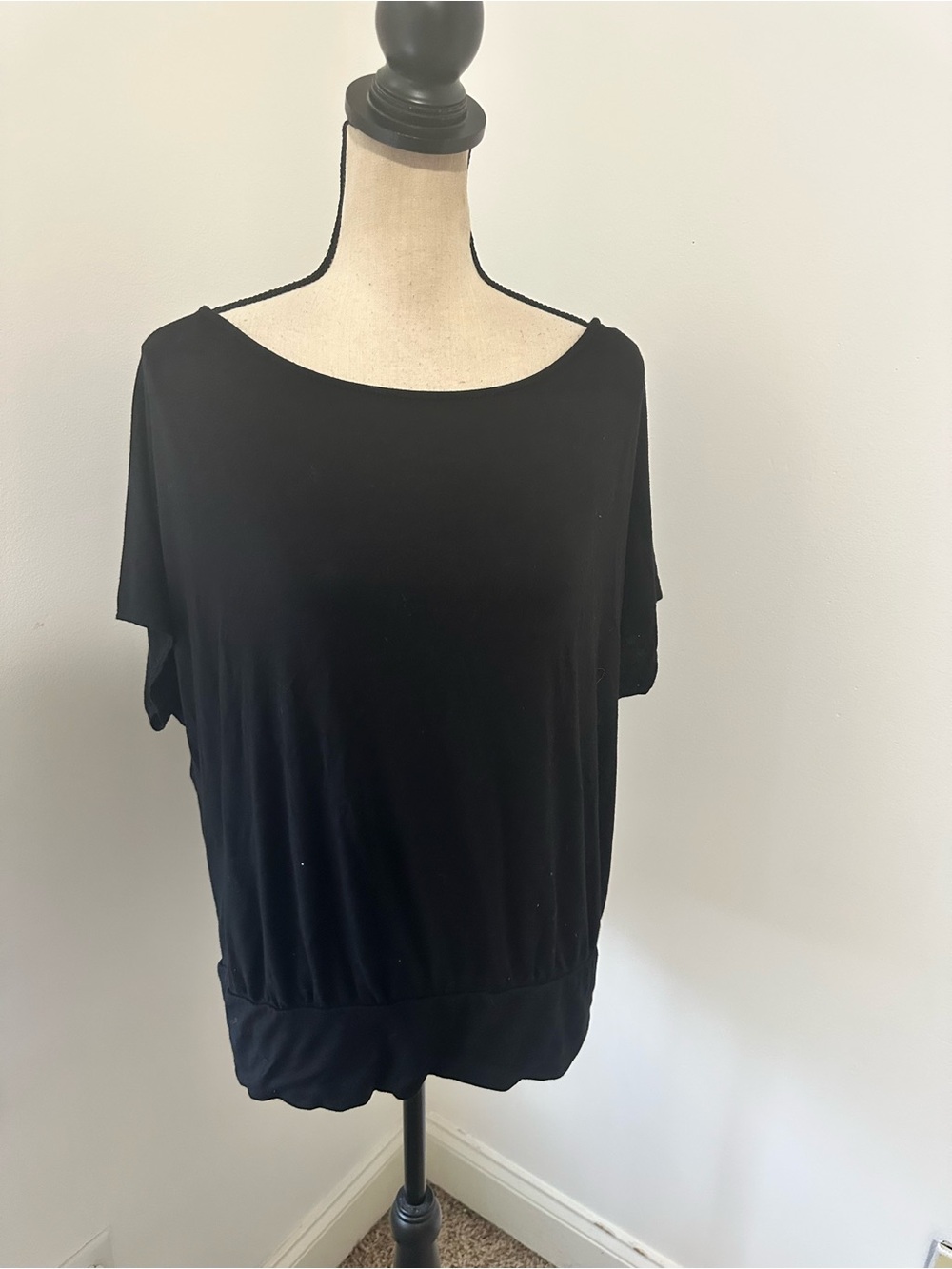 Boston Proper Black Scoop Neck Relaxed Top